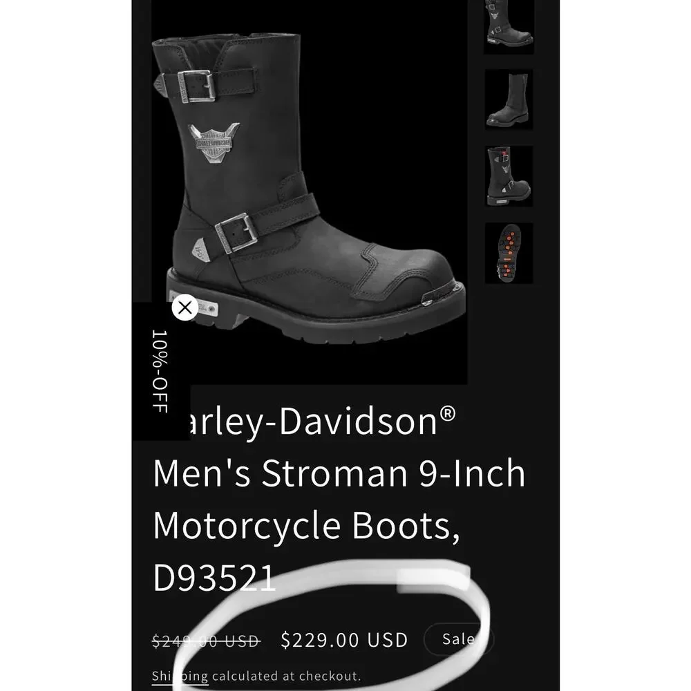 NEW Harley Davidson Stroman Motorcycle Boots Black Leather Biker Riding Mens‎